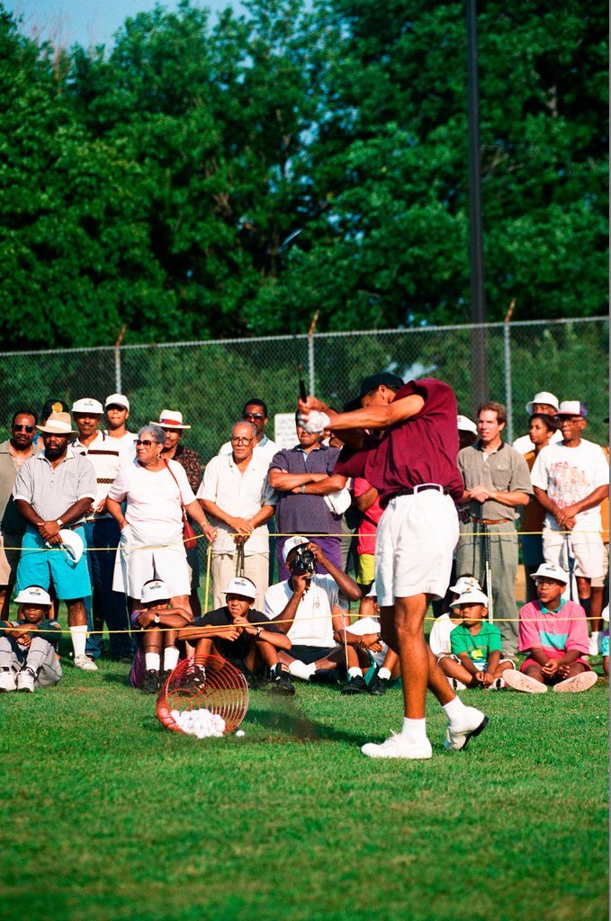 Tiger Woods hitting golf balls - Chicago Sun-Times