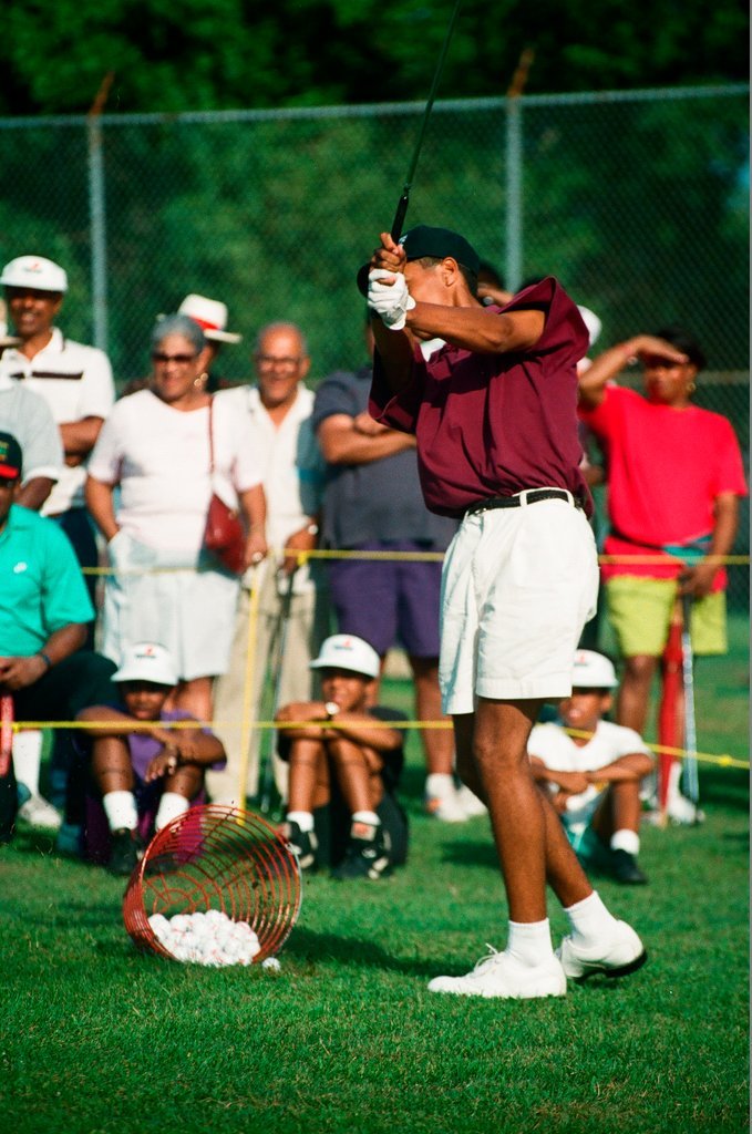 Tiger Woods hitting golf balls - Chicago Sun-Times