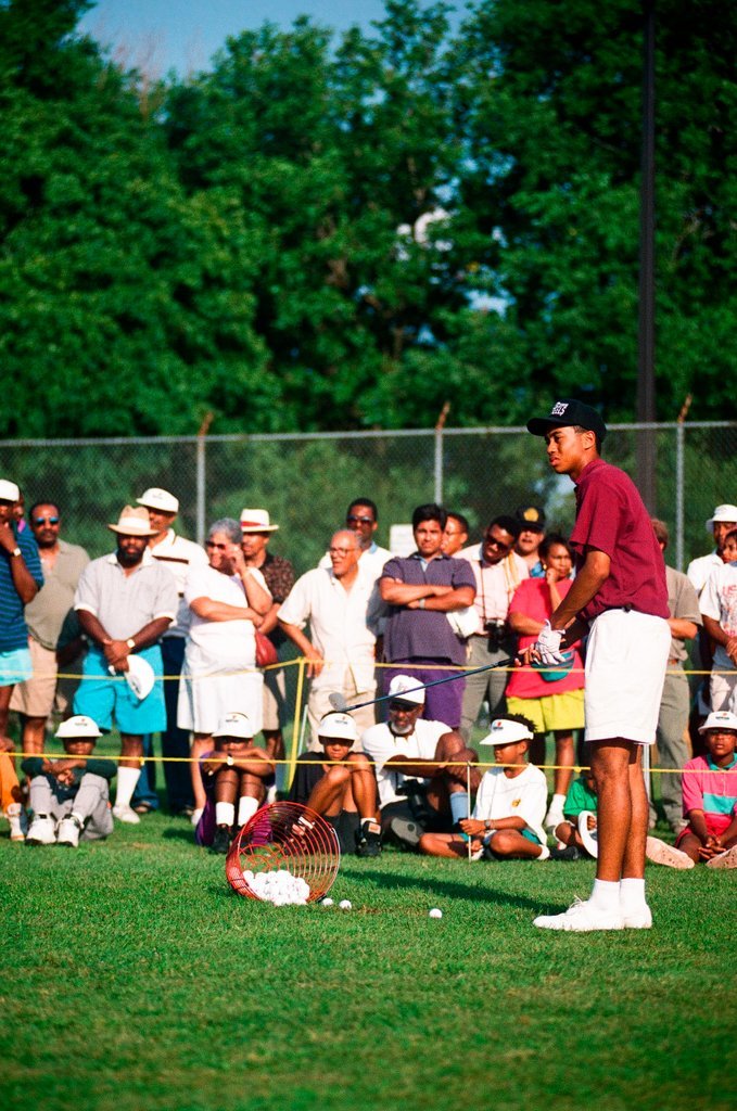 Tiger Woods hitting golf balls - Chicago Sun-Times