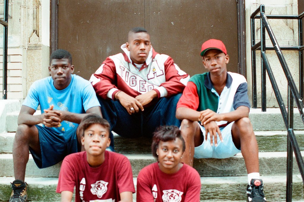 Austin High School students pose on steps - Stohler for Chicago Sun-Times