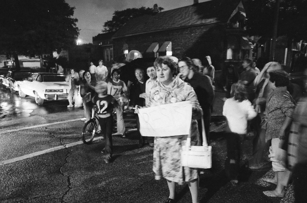 Members of Operation Resist protest busing during meeting and outside Mayor's House - Duane Hall for Chicago Sun-Times