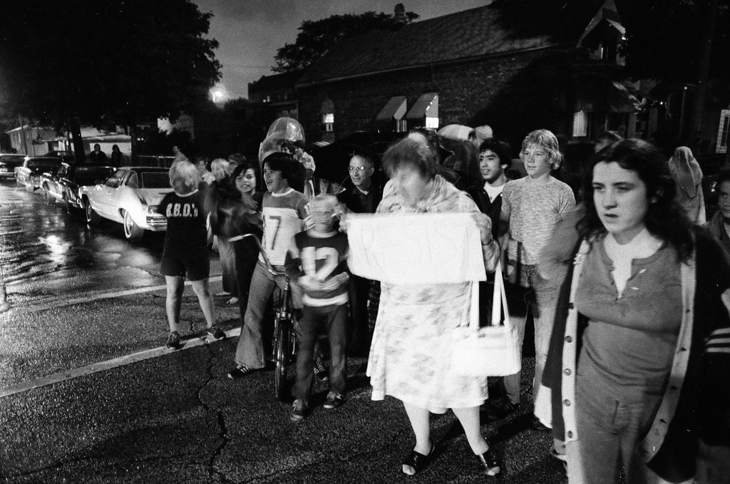 Members of Operation Resist protest busing during meeting and outside Mayor's House - Duane Hall for Chicago Sun-Times
