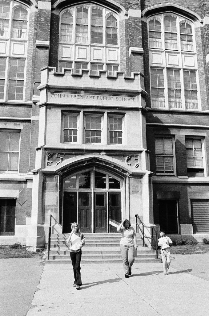 Children exiting John F. Eberhart school - Carmen Reporto for Chicago Sun-Times