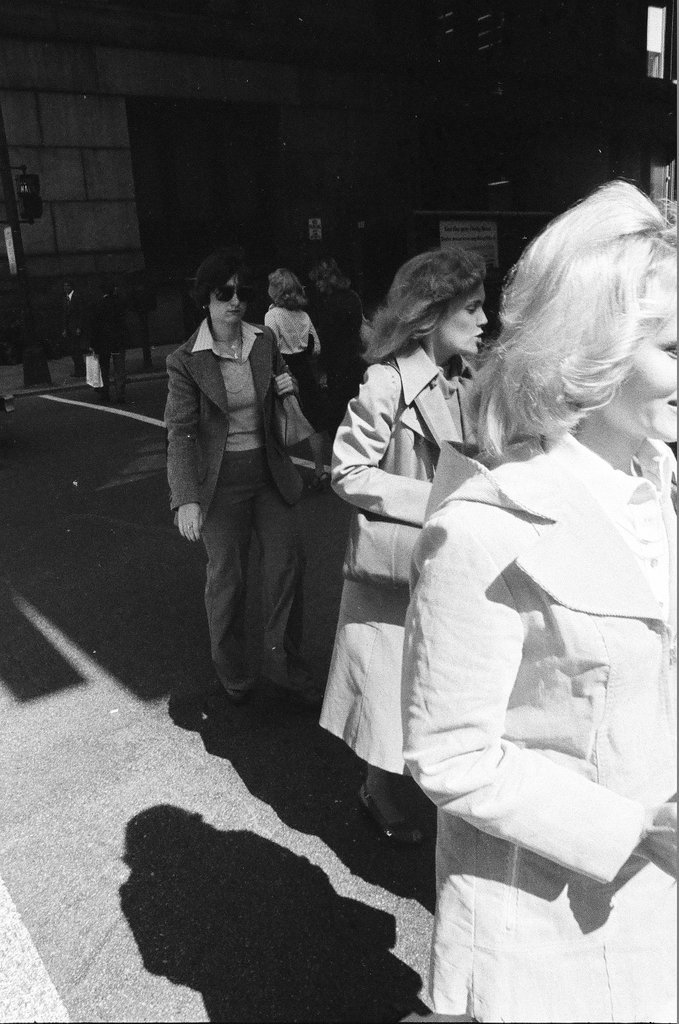 Anti-busing group walking on the street outside City Hall - John Tweedle for Chicago Sun-Times
