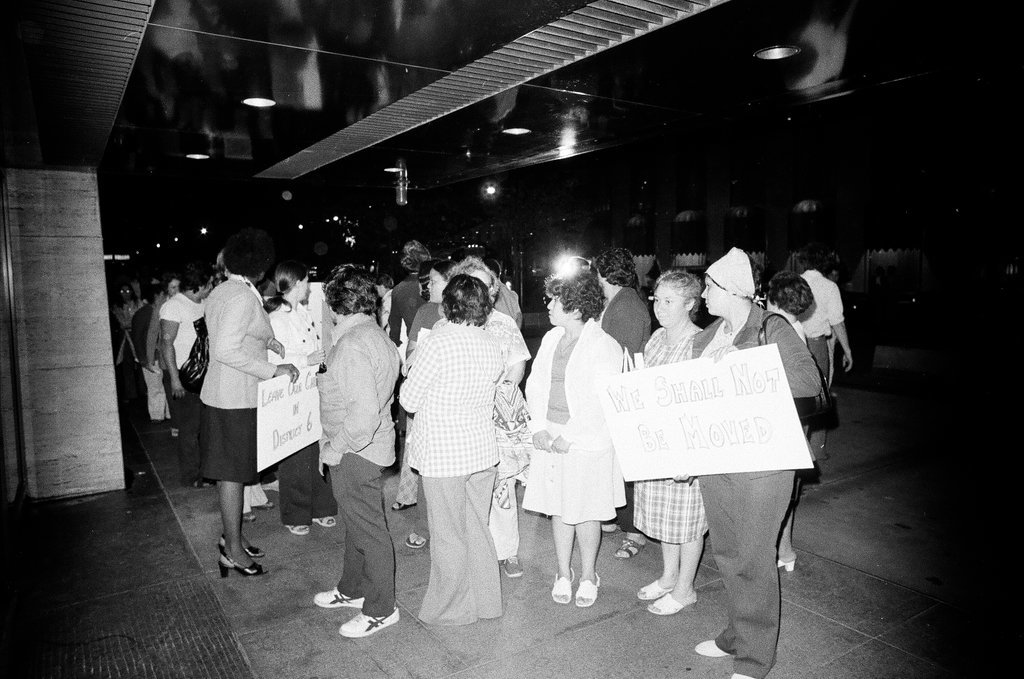 Anti-busing group protests at the John Hancock Center - Duane Hall for Chicago Sun-Times