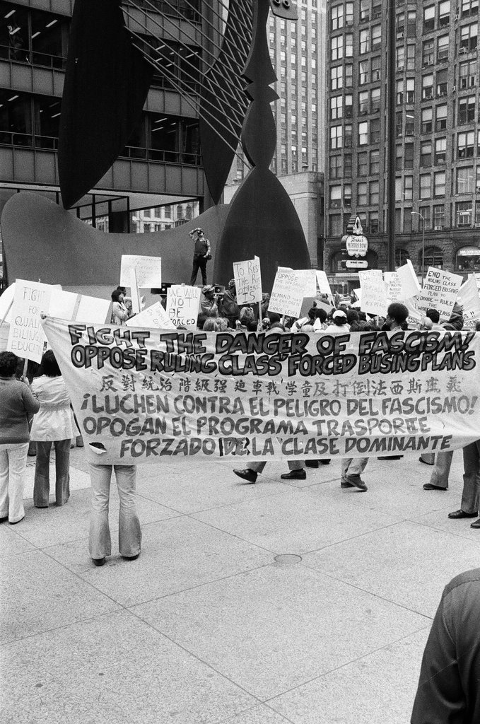Anti-busing demonstration at Daley Center - Larry Graff for Chicago Sun-Times