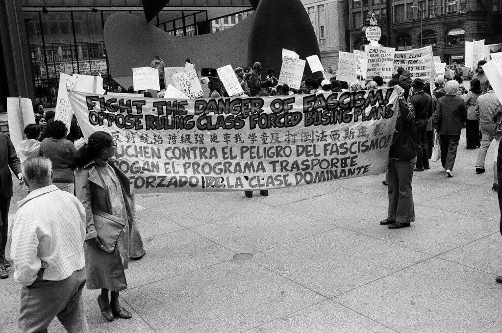 Anti-busing demonstration at Daley Center - Larry Graff for Chicago Sun-Times