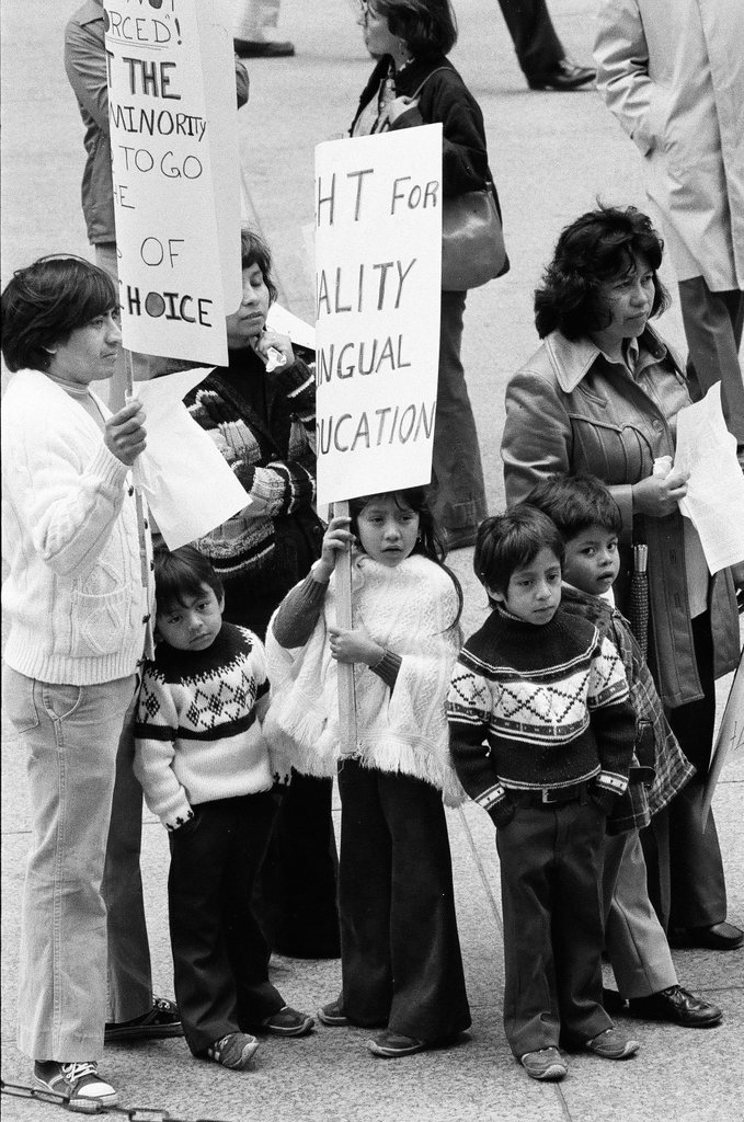 Anti-busing demonstration at Daley Center - Larry Graff for Chicago Sun-Times