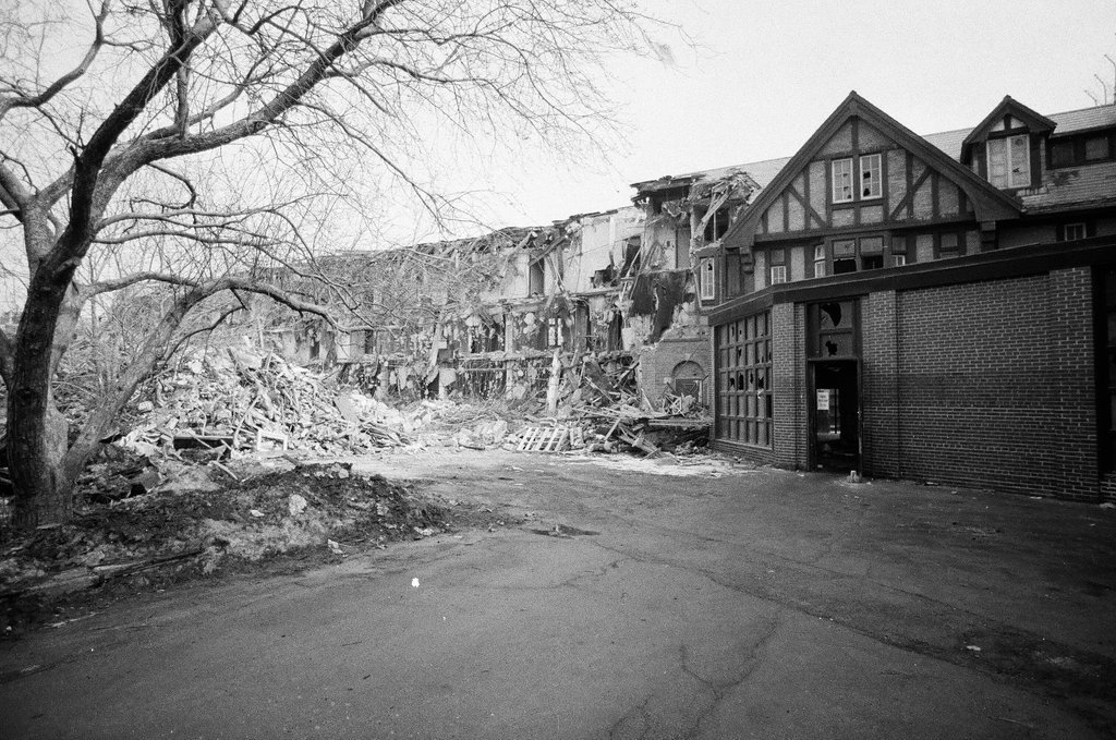 Partially demolished Stock Yard Inn - Ray Burley for Chicago Sun-Times