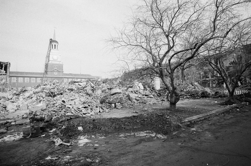 Partially demolished Stock Yard Inn - Ray Burley for Chicago Sun-Times