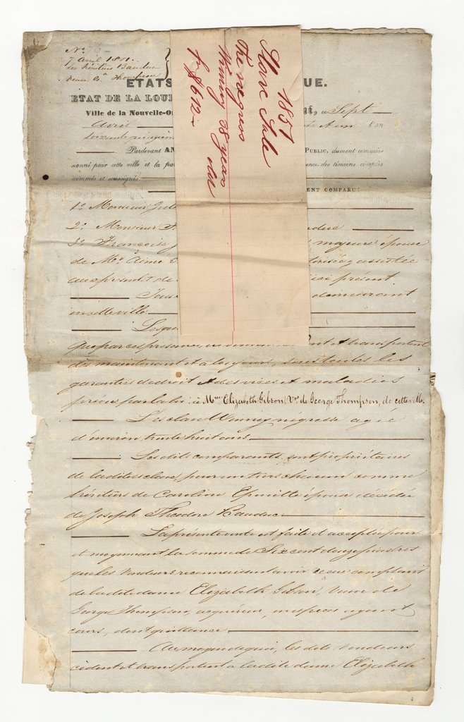 Bill of sale of enslaved woman