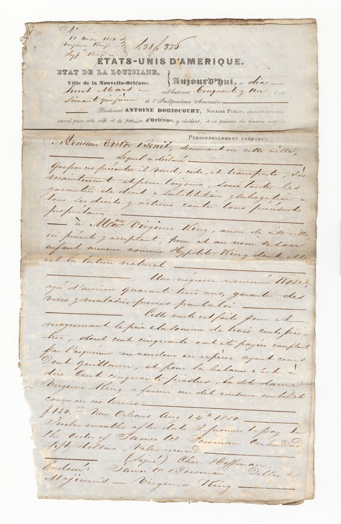 Bill of sale of Rose