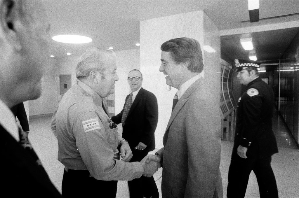 Sargent R. Shriver visits police headquarters - John H. White for Chicago Sun-Times