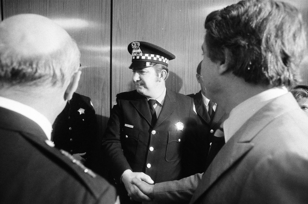 Sargent R. Shriver visits police headquarters - John H. White for Chicago Sun-Times
