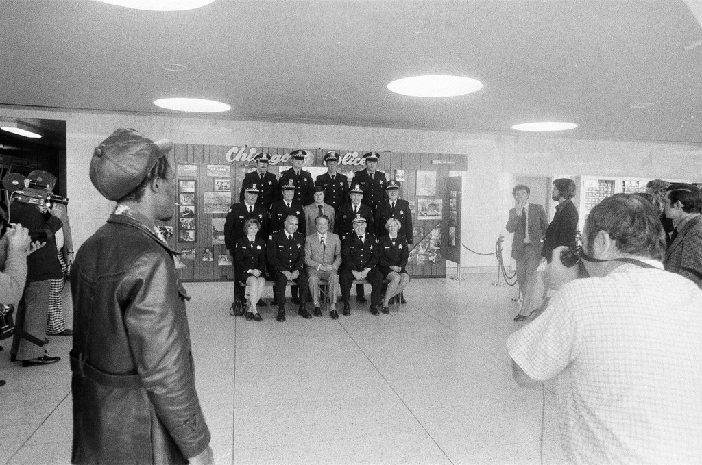 Sargent R. Shriver visits police headquarters - John H. White for Chicago Sun-Times