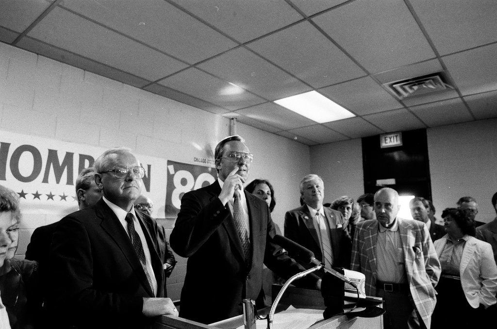 Governor Thompson announces fourth term - Bob (Robert) Black for Chicago Sun-Times