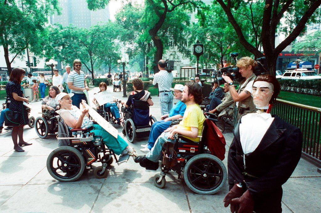 Disability rights activists demonstrate against telethon - Ellen Domke for Chicago Sun-Times