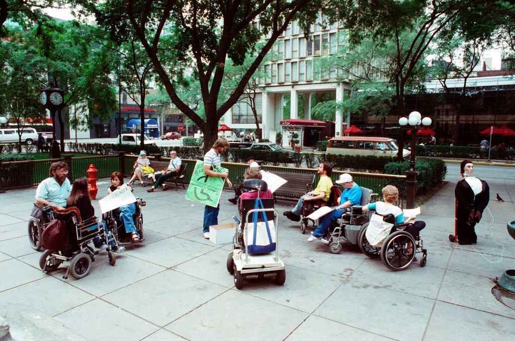 Disability rights activists demonstrate against telethon - Ellen Domke for Chicago Sun-Times