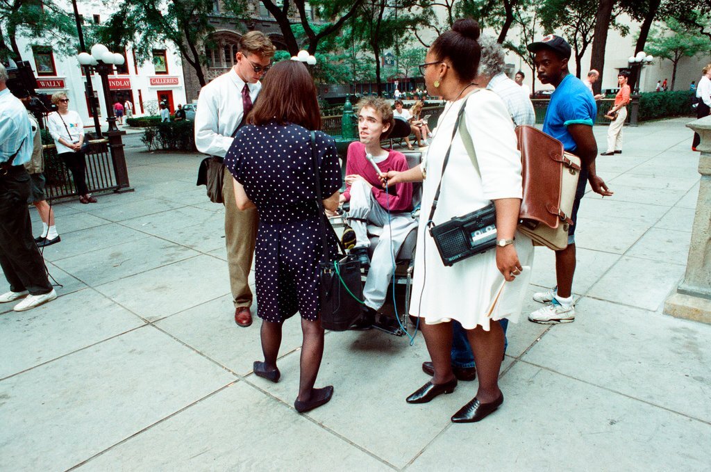 Disability rights activists demonstrate against telethon - Ellen Domke for Chicago Sun-Times