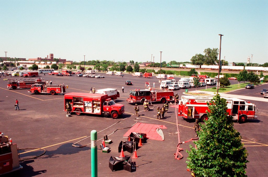 Chicago Fire Department leads terrorism drill at Comiskey Park - John H. White for Chicago Sun-Times