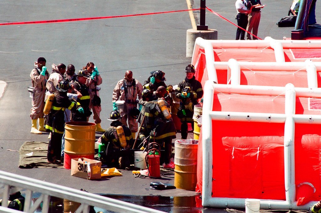 Chicago Fire Department leads terrorism drill at Comiskey Park - John H. White for Chicago Sun-Times
