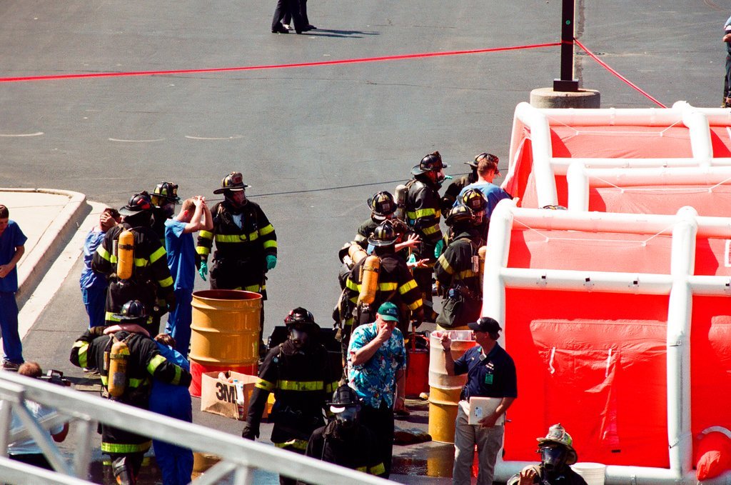Chicago Fire Department leads terrorism drill at Comiskey Park - John H. White for Chicago Sun-Times