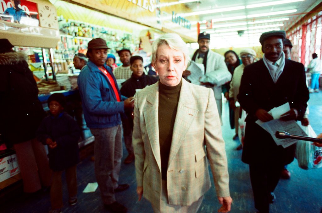 Jane Byrne campaigns at shopping center - Richard A. Chapman for Chicago Sun-Times