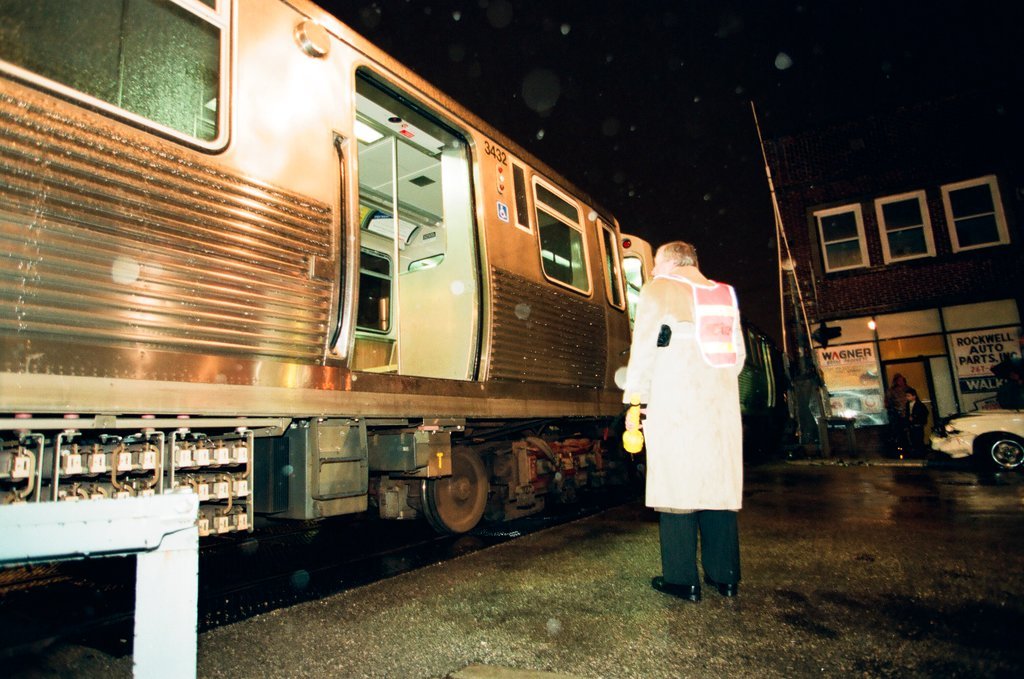Car and train collide near the Rockwell Station - Jon Sall for Chicago Sun-Times