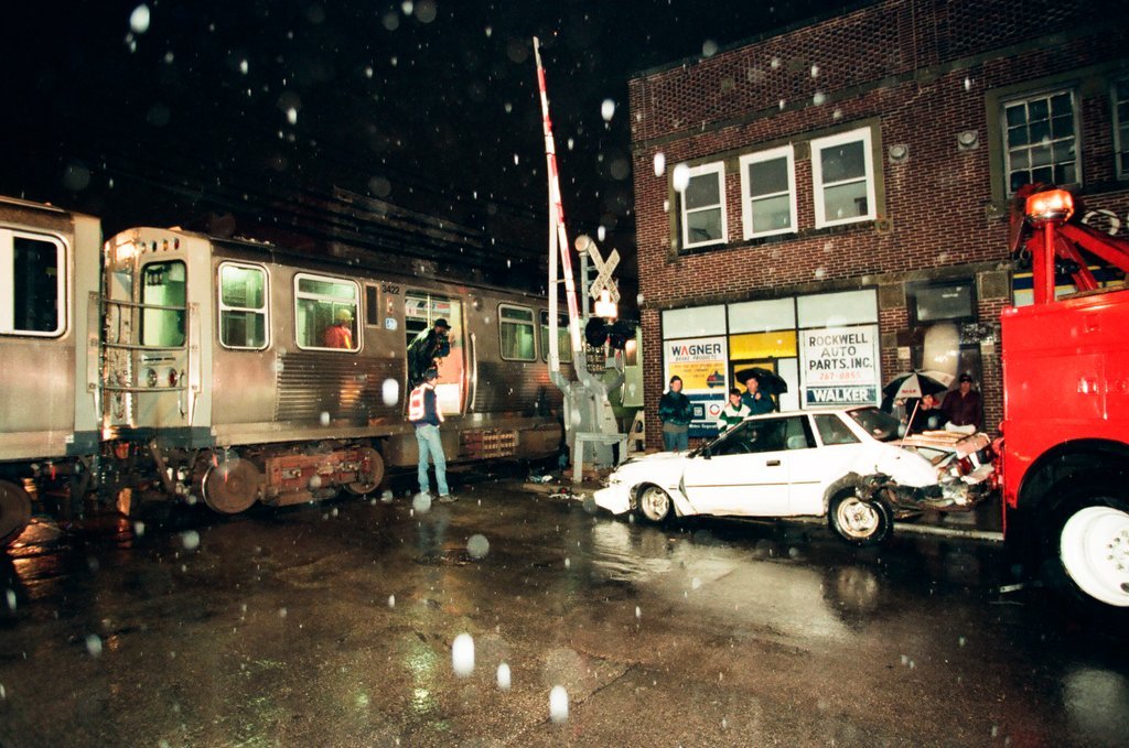 Car and train collide near the Rockwell Station - Jon Sall for Chicago Sun-Times