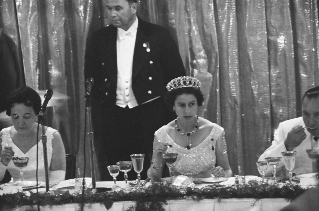 Queen Elizabeth and Prince Phillip attend banquet at the Hilton Hotel - Carmen Reporto for Chicago Sun-Times