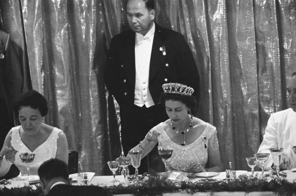 Queen Elizabeth and Prince Phillip attend banquet at the Hilton Hotel - Carmen Reporto for Chicago Sun-Times