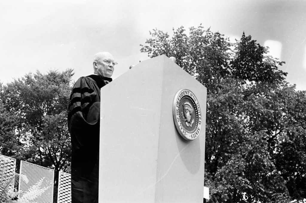 Dwight Eisenhower speaks at University of Notre Dame graduation - Chicago Sun-Times