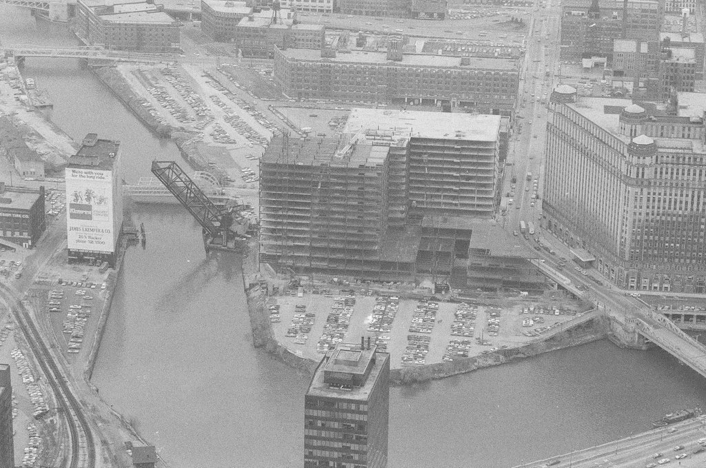 Building under construction at Wolf Point - John H. White for Chicago Sun-Times