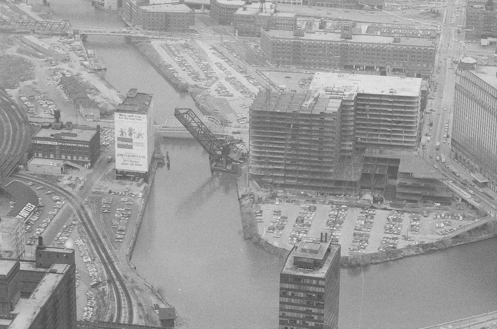Building under construction at Wolf Point - John H. White for Chicago Sun-Times