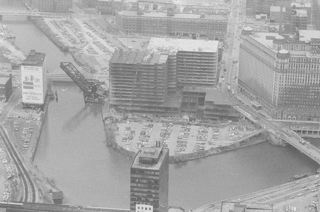 Building under construction at Wolf Point - John H. White for Chicago Sun-Times