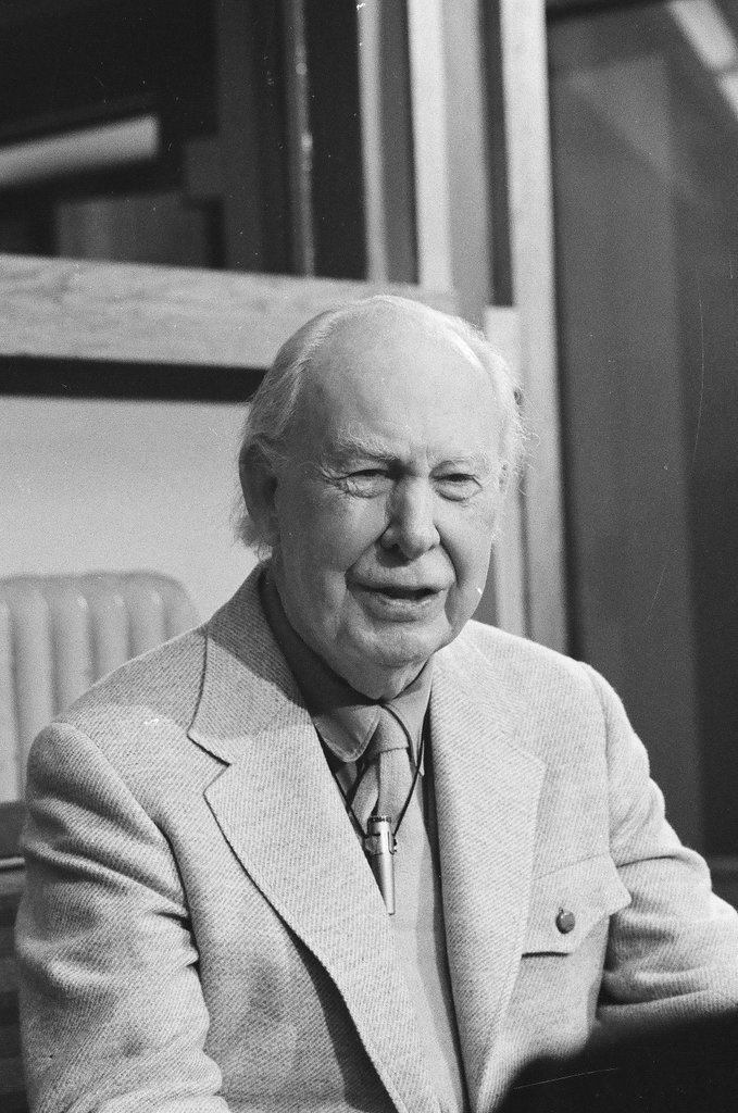 Frank Lloyd Wright Jr. stands in Unity Temple - Carmen Reporto for Chicago Sun-Times