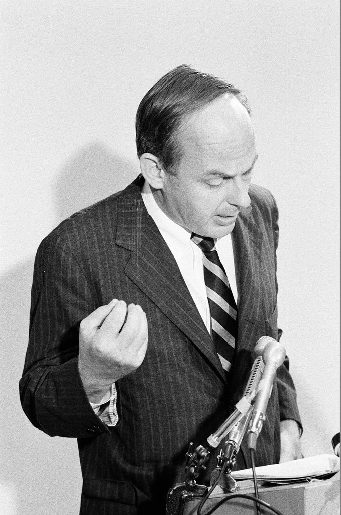 Adlai Stevenson at a press conference - Joe Kordick for Chicago Sun-Times
