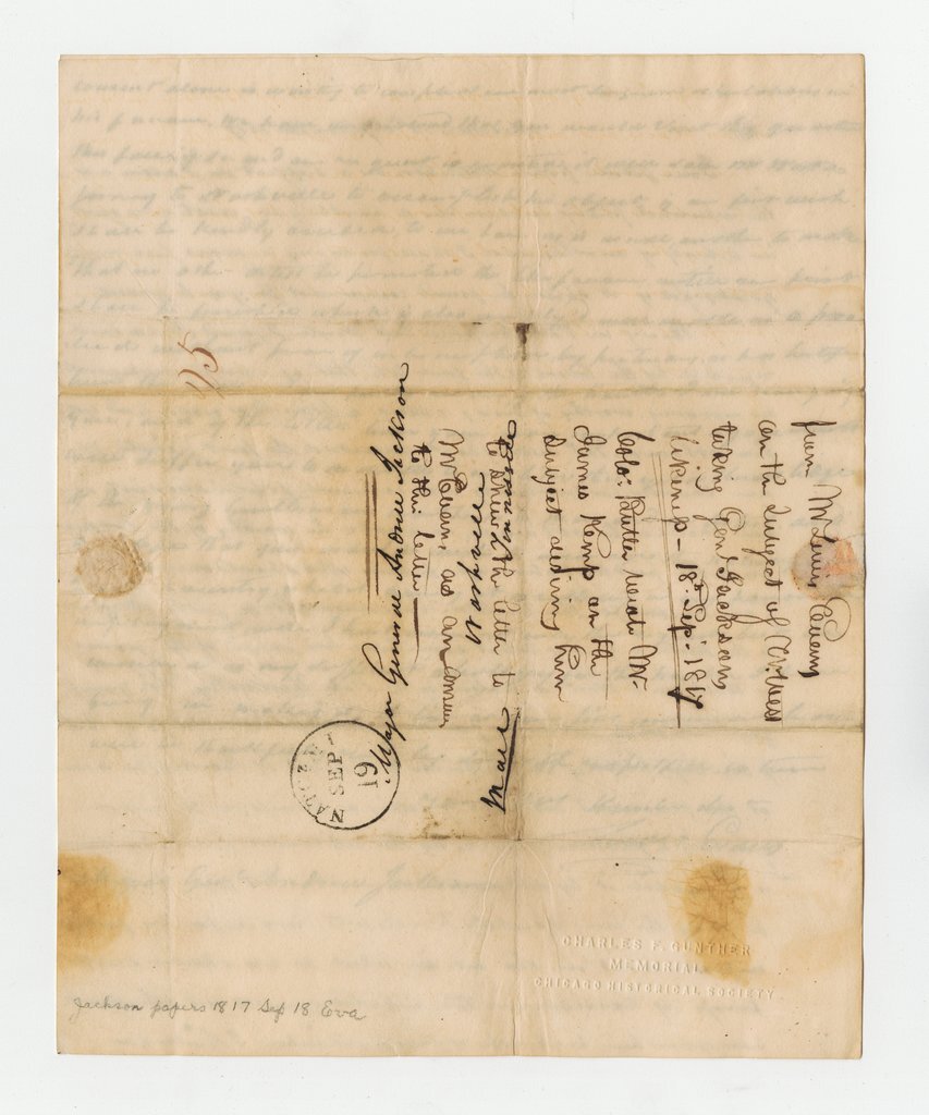 Letter to Andrew Jackson from Lewis Evans - Evans, Lewis