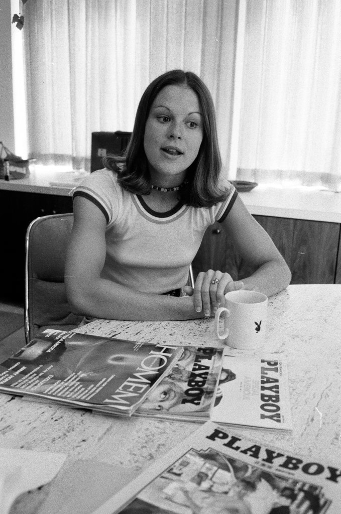 Christie Hefner poses in an apartment - Bob (Robert) Black for Chicago Sun-Times