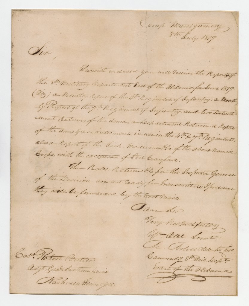 Receipt from the 8th Military Department - Arbuckle, Mathew