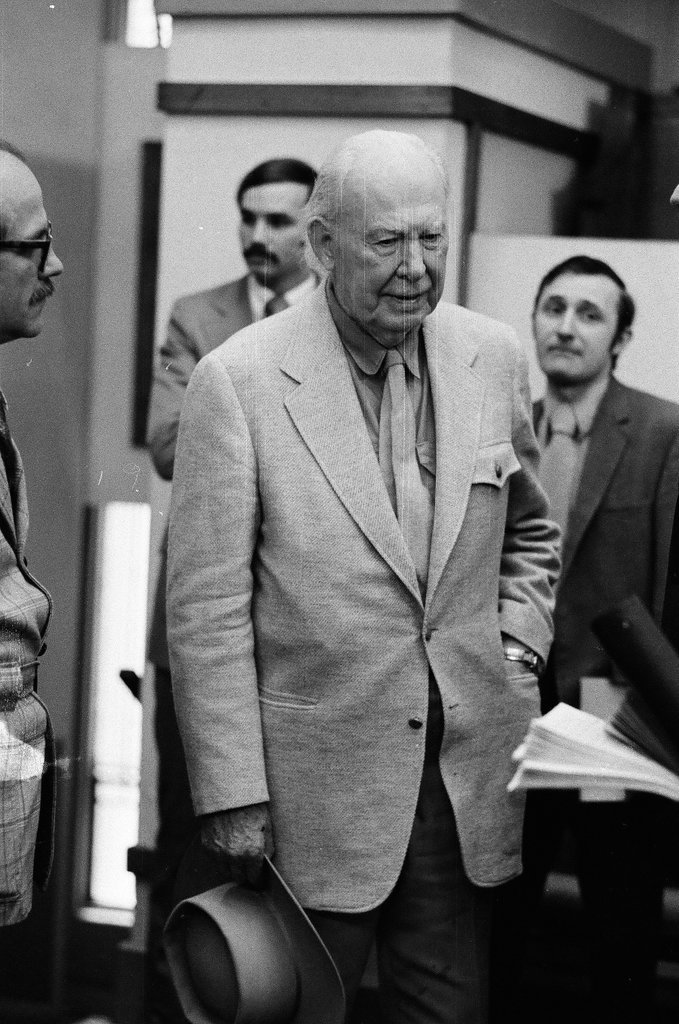 Frank Lloyd Wright Jr. stands in Unity Temple - Carmen Reporto for Chicago Sun-Times
