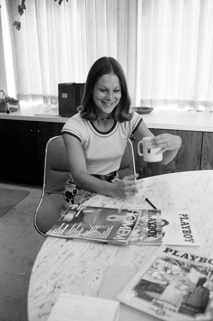 Christie Hefner poses in an apartment - Bob (Robert) Black for Chicago Sun-Times