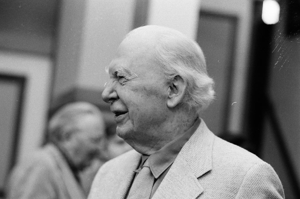Frank Lloyd Wright Jr. stands in Unity Temple - Carmen Reporto for Chicago Sun-Times
