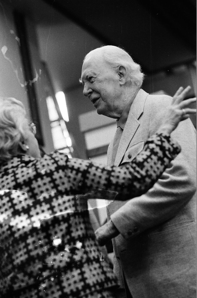 Frank Lloyd Wright Jr. stands in Unity Temple - Carmen Reporto for Chicago Sun-Times