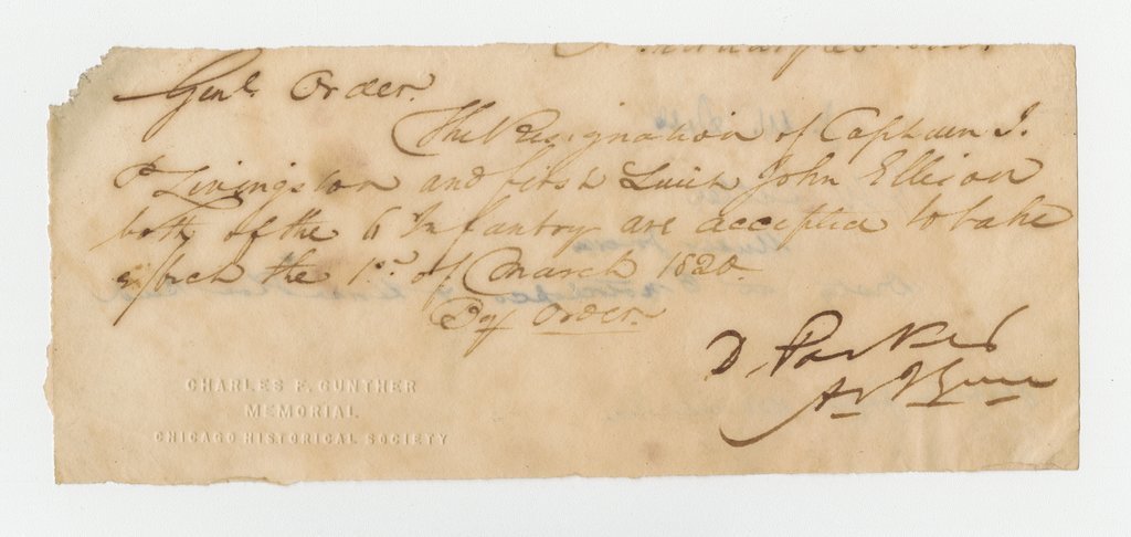 Resignation of J. Livingston