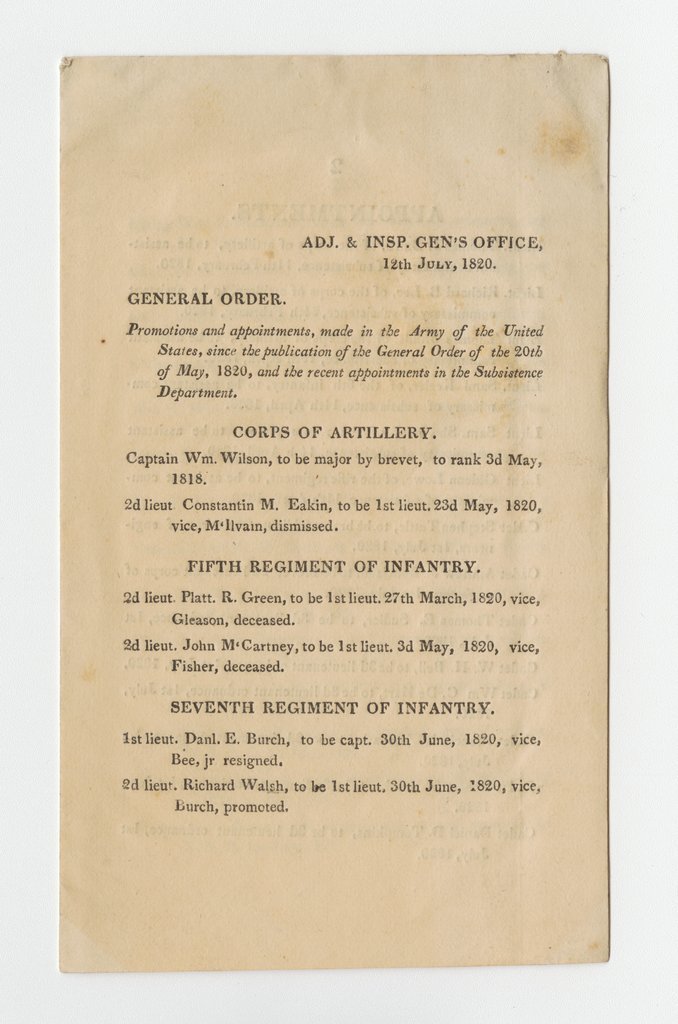 List of promotions and appointments made in the Army of the United States - Adjutant and Inspector General's Office