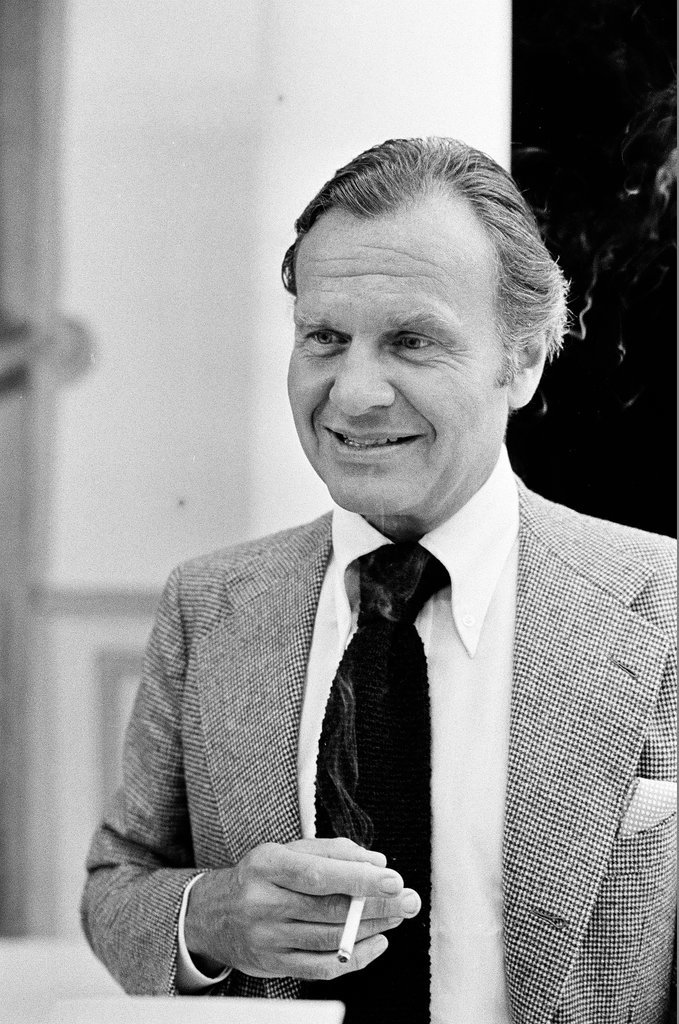 Bill Blass smoking cigarette - Henry Herr Gill for Chicago Sun-Times