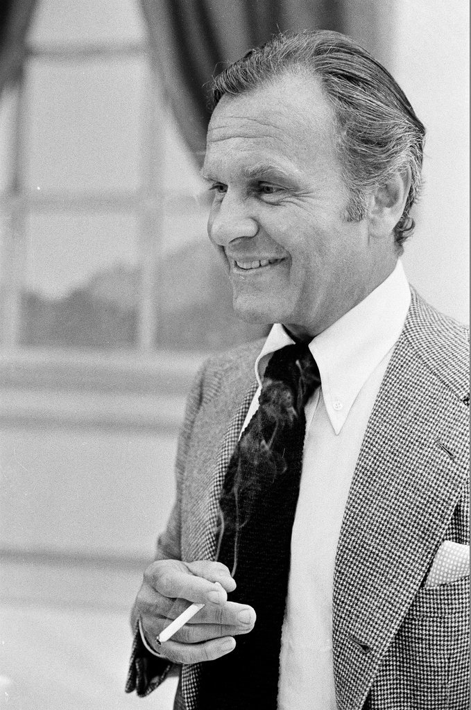 Bill Blass smoking cigarette - Henry Herr Gill for Chicago Sun-Times
