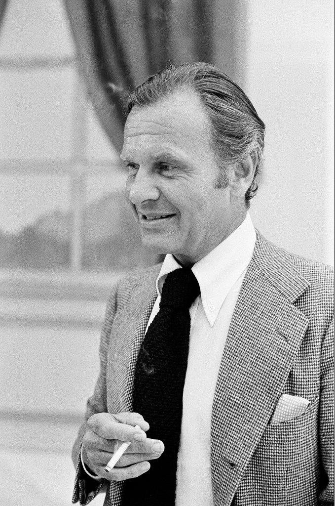 Bill Blass smoking cigarette - Henry Herr Gill for Chicago Sun-Times