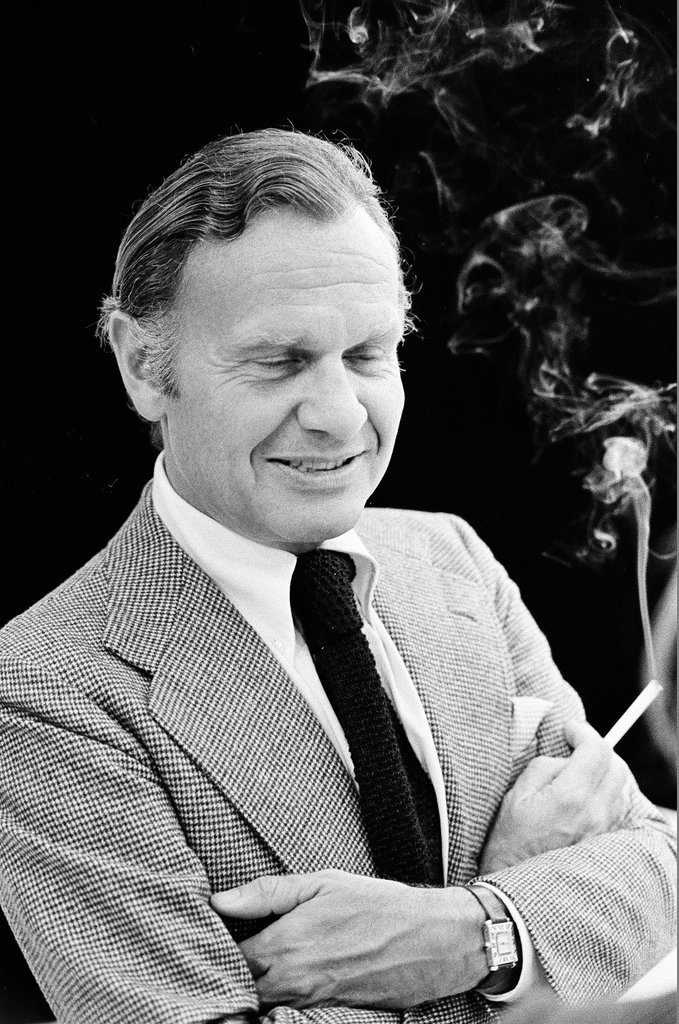 Bill Blass smoking cigarette - Henry Herr Gill for Chicago Sun-Times